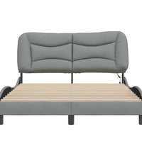 Bettgestell mit LED ohne Matratze Hellgrau 140x200 cm Stoff