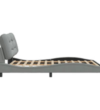 Bettgestell mit LED ohne Matratze Hellgrau 140x200 cm Stoff