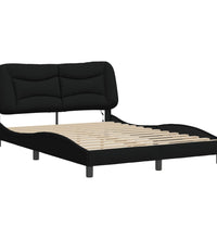 Bettgestell mit LED ohne Matratze Schwarz 140x200 cm Stoff