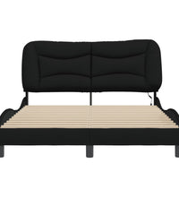 Bettgestell mit LED ohne Matratze Schwarz 140x200 cm Stoff