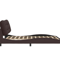 Bettgestell mit LED ohne Matratze Dunkelbraun 140x200 cm Stoff