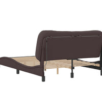 Bettgestell mit LED ohne Matratze Dunkelbraun 140x200 cm Stoff