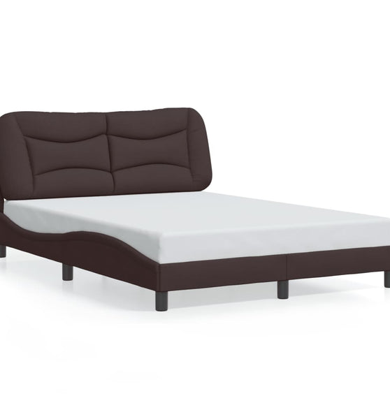 Bettgestell mit LED ohne Matratze Dunkelbraun 140x200 cm Stoff