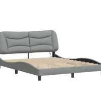 Bettgestell mit LED ohne Matratze Hellgrau 160x200 cm Stoff