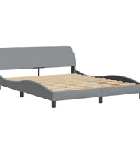 Bettgestell mit LED ohne Matratze Hellgrau 160x200 cm Stoff