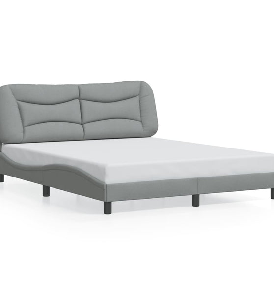 Bettgestell mit LED ohne Matratze Hellgrau 160x200 cm Stoff