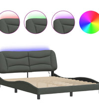 Bettgestell mit LED ohne Matratze Dunkelgrau 160x200 cm Stoff