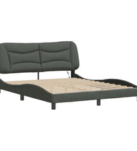 Bettgestell mit LED ohne Matratze Dunkelgrau 160x200 cm Stoff