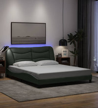 Bettgestell mit LED ohne Matratze Dunkelgrau 160x200 cm Stoff