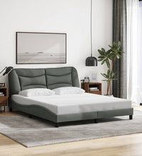 Bettgestell mit LED ohne Matratze Dunkelgrau 160x200 cm Stoff