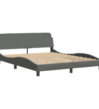 Bettgestell mit LED ohne Matratze Dunkelgrau 160x200 cm Stoff