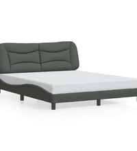 Bettgestell mit LED ohne Matratze Dunkelgrau 160x200 cm Stoff