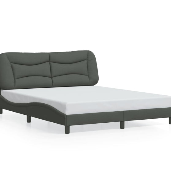 Bettgestell mit LED ohne Matratze Dunkelgrau 160x200 cm Stoff