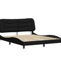 Bettgestell mit LED ohne Matratze Schwarz 160x200 cm Stoff