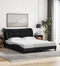 Bettgestell mit LED ohne Matratze Schwarz 160x200 cm Stoff