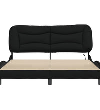 Bettgestell mit LED ohne Matratze Schwarz 160x200 cm Stoff