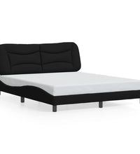 Bettgestell mit LED ohne Matratze Schwarz 160x200 cm Stoff