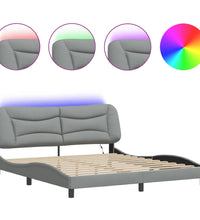 Bettgestell mit LED ohne Matratze Hellgrau 180x200 cm Stoff