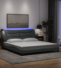 Bettgestell mit LED ohne Matratze Hellgrau 180x200 cm Stoff