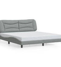 Bettgestell mit LED ohne Matratze Hellgrau 180x200 cm Stoff