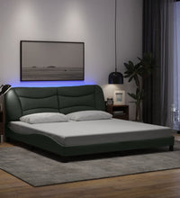 Bettgestell mit LED ohne Matratze Dunkelgrau 180x200 cm Stoff