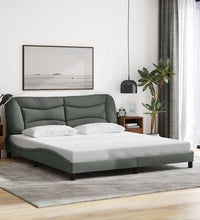 Bettgestell mit LED ohne Matratze Dunkelgrau 180x200 cm Stoff