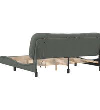 Bettgestell mit LED ohne Matratze Dunkelgrau 180x200 cm Stoff