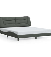 Bettgestell mit LED ohne Matratze Dunkelgrau 180x200 cm Stoff