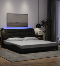 Bettgestell mit LED ohne Matratze Schwarz 180x200 cm Stoff