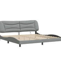 Bettgestell mit LED ohne Matratze Hellgrau 200x200 cm Stoff