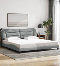 Bettgestell mit LED ohne Matratze Hellgrau 200x200 cm Stoff