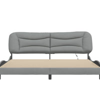 Bettgestell mit LED ohne Matratze Hellgrau 200x200 cm Stoff