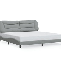 Bettgestell mit LED ohne Matratze Hellgrau 200x200 cm Stoff