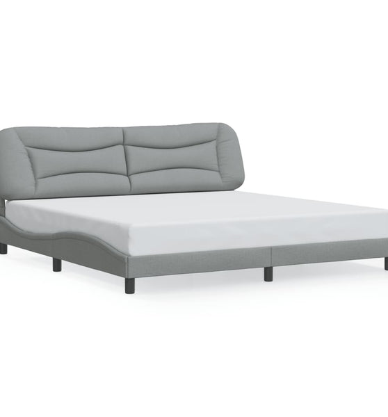 Bettgestell mit LED ohne Matratze Hellgrau 200x200 cm Stoff