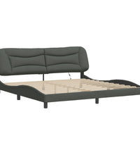 Bettgestell mit LED ohne Matratze Dunkelgrau 200x200 cm Stoff