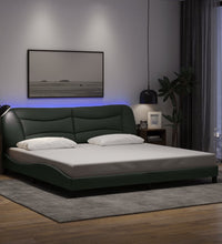 Bettgestell mit LED ohne Matratze Dunkelgrau 200x200 cm Stoff