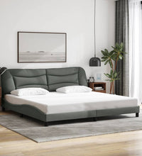 Bettgestell mit LED ohne Matratze Dunkelgrau 200x200 cm Stoff