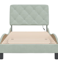 Bettgestell mit LED-Leuchten Hellgrau 80x200 cm Samt