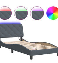 Bettgestell mit LED-Leuchten Dunkelgrau 80x200 cm Samt
