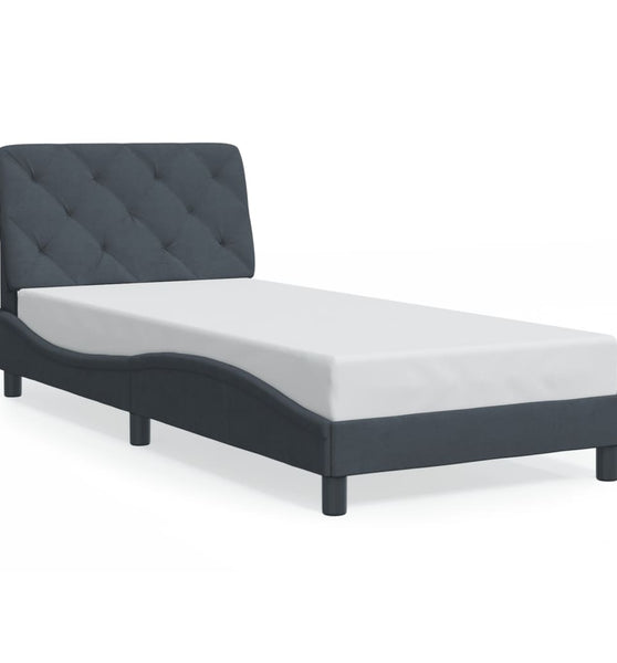 Bettgestell mit LED-Leuchten Dunkelgrau 80x200 cm Samt