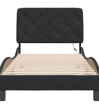 Bettgestell mit LED-Leuchten Schwarz 80x200 cm Samt