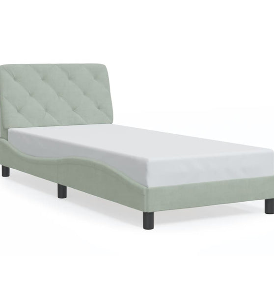 Bettgestell mit LED-Leuchten Hellgrau 90x190 cm Samt