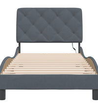 Bettgestell mit LED-Leuchten Dunkelgrau 90x190 cm Samt