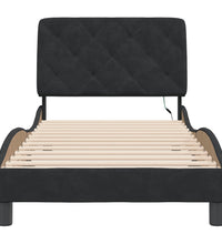 Bettgestell mit LED-Leuchten Schwarz 90x190 cm Samt