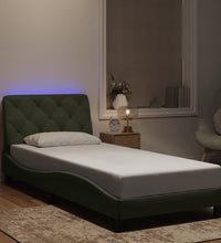 Bettgestell mit LED-Leuchten Hellgrau 90x200 cm Samt