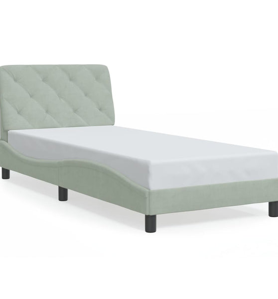 Bettgestell mit LED-Leuchten Hellgrau 90x200 cm Samt