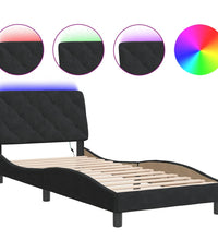 Bettgestell mit LED-Leuchten Schwarz 90x200 cm Samt