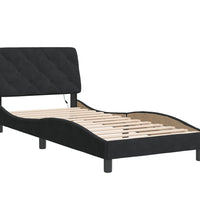 Bettgestell mit LED-Leuchten Schwarz 90x200 cm Samt