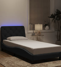 Bettgestell mit LED-Leuchten Schwarz 90x200 cm Samt
