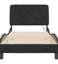 Bettgestell mit LED-Leuchten Schwarz 90x200 cm Samt